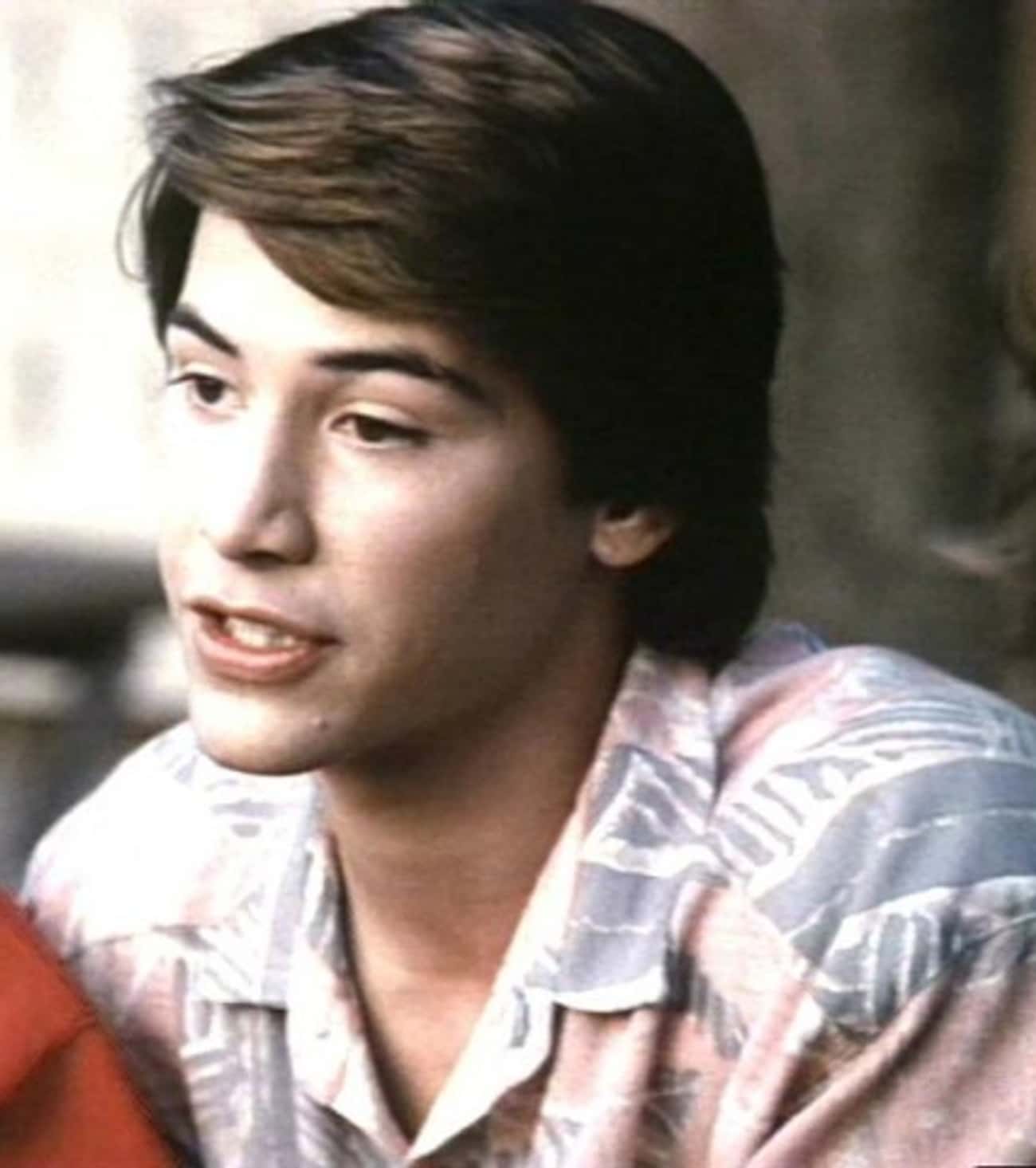 Young Keanu Reeves in Patterned Buttondown
