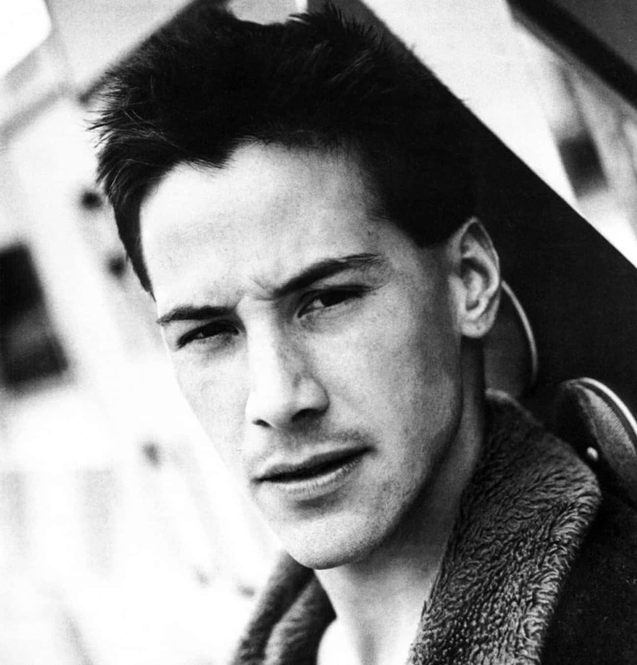 Young Keanu Reeves Black and White Closeup