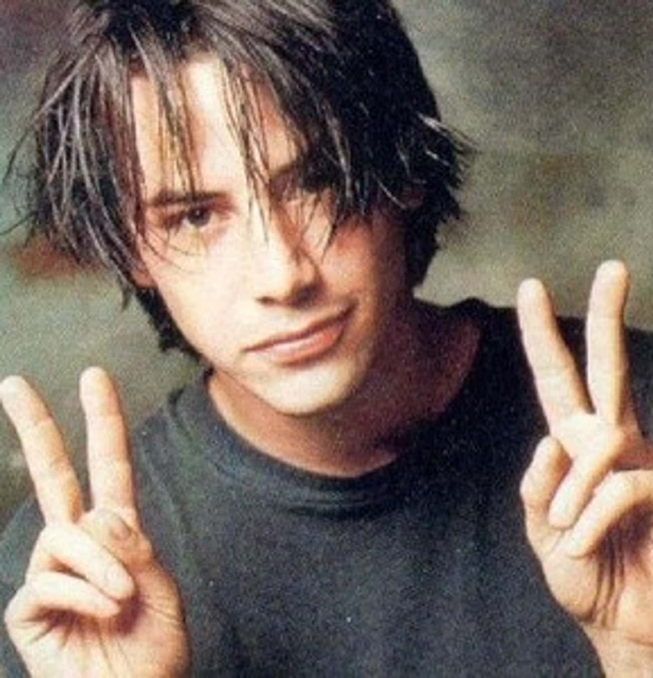 Young Keanu Reeves in Gray Sweater