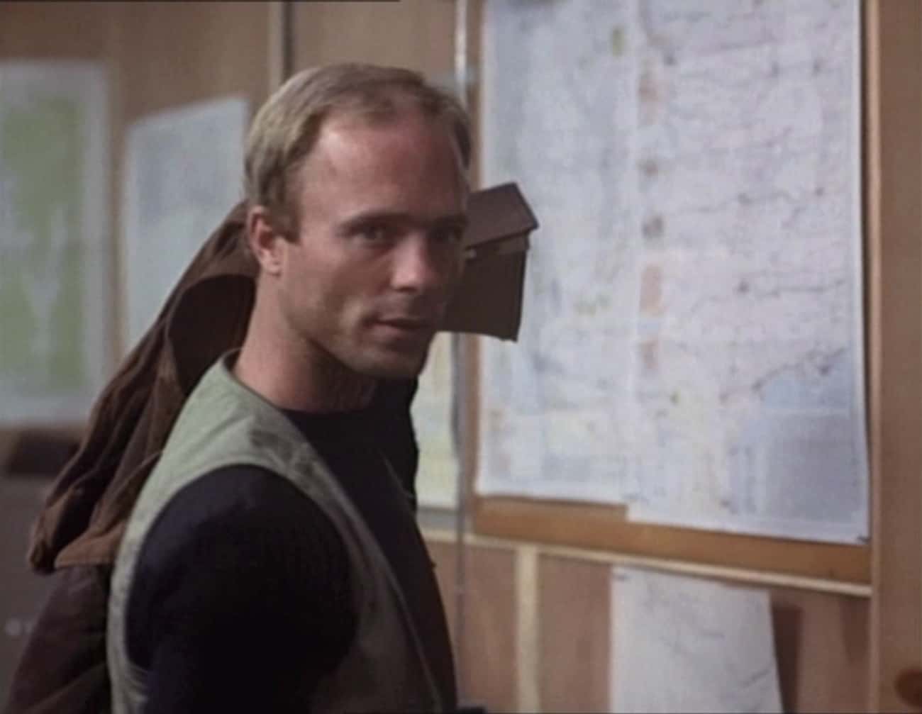 Young Ed Harris in Black T-Shirt and Gray Vest
