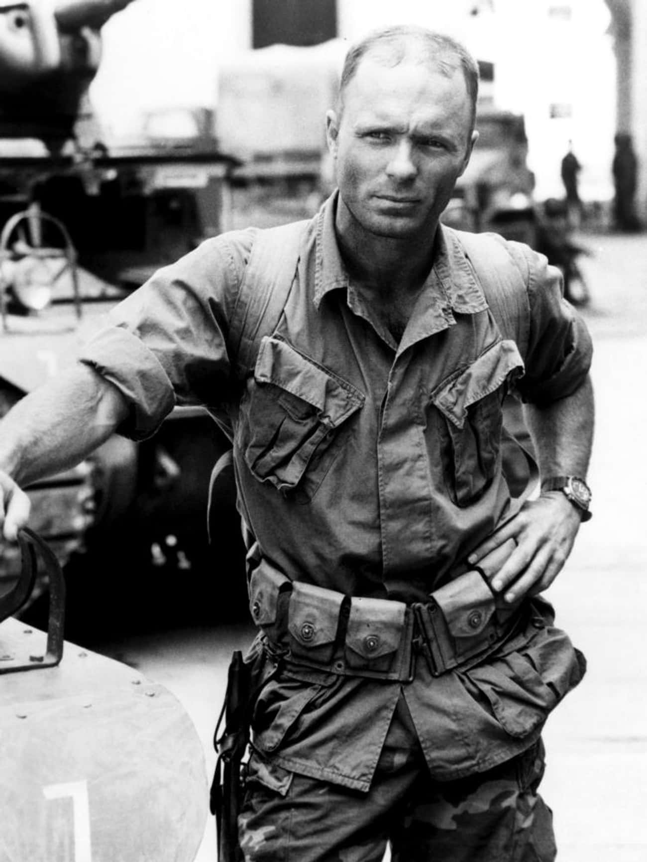 Young Ed Harris in Military Attire Black and White