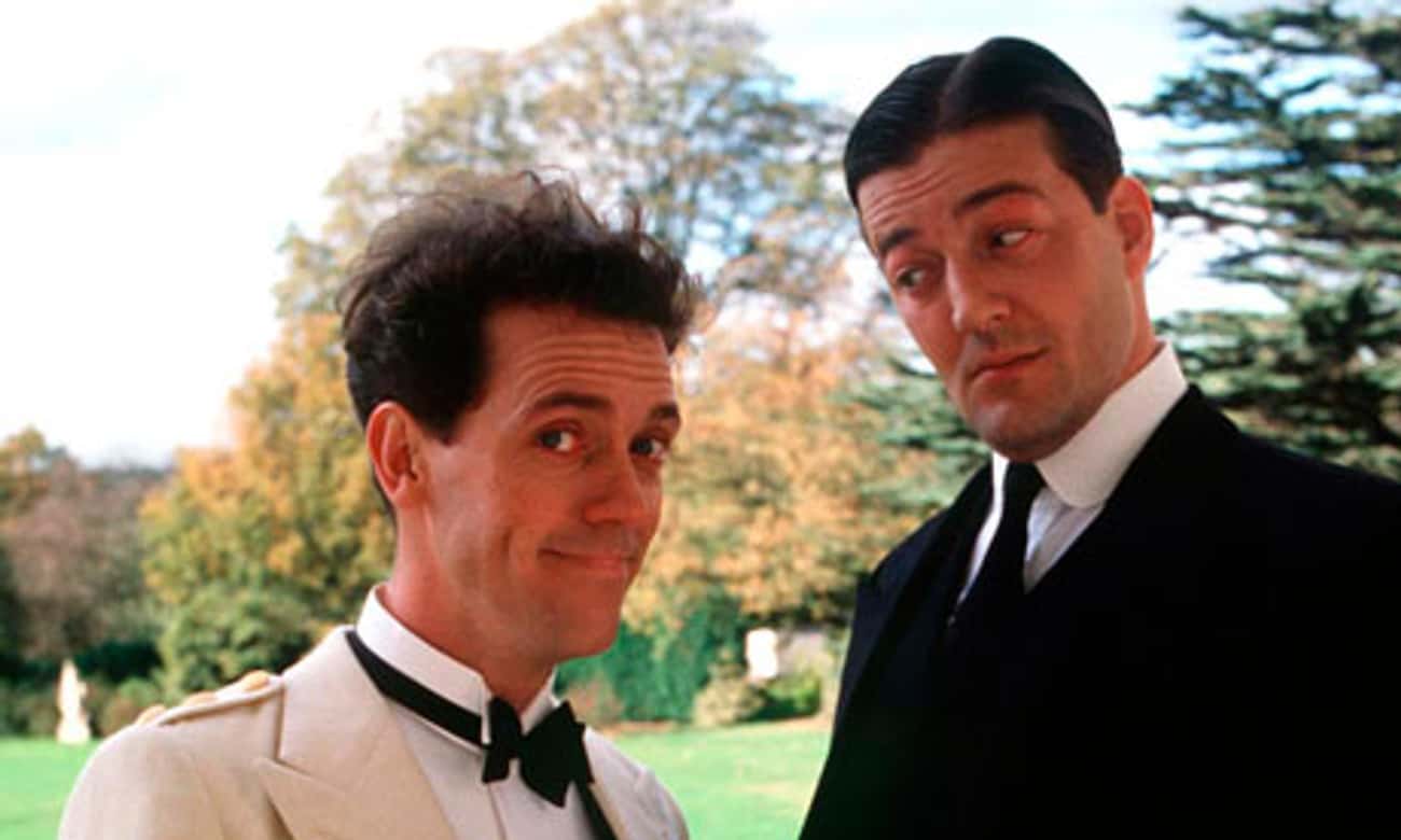 Young Hugh Laurie in White Tux with Stephen Fry