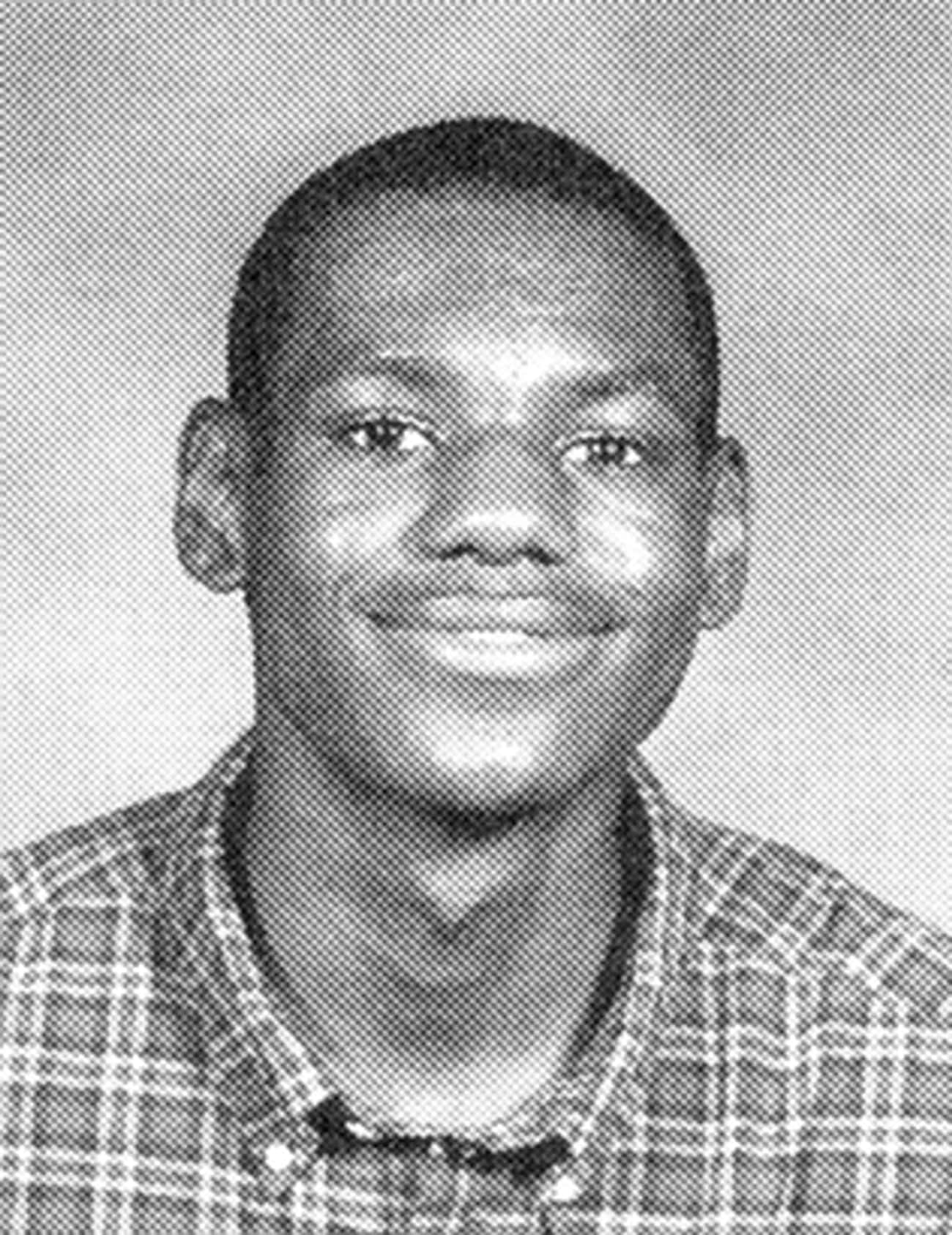 Young LeBron James in Plaid Shirt High School Yearbook Photo