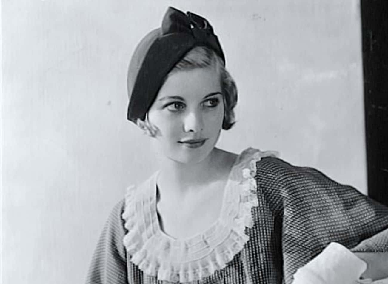Young Lucille Ball in Checkered Dress with White Collar and Black Hat