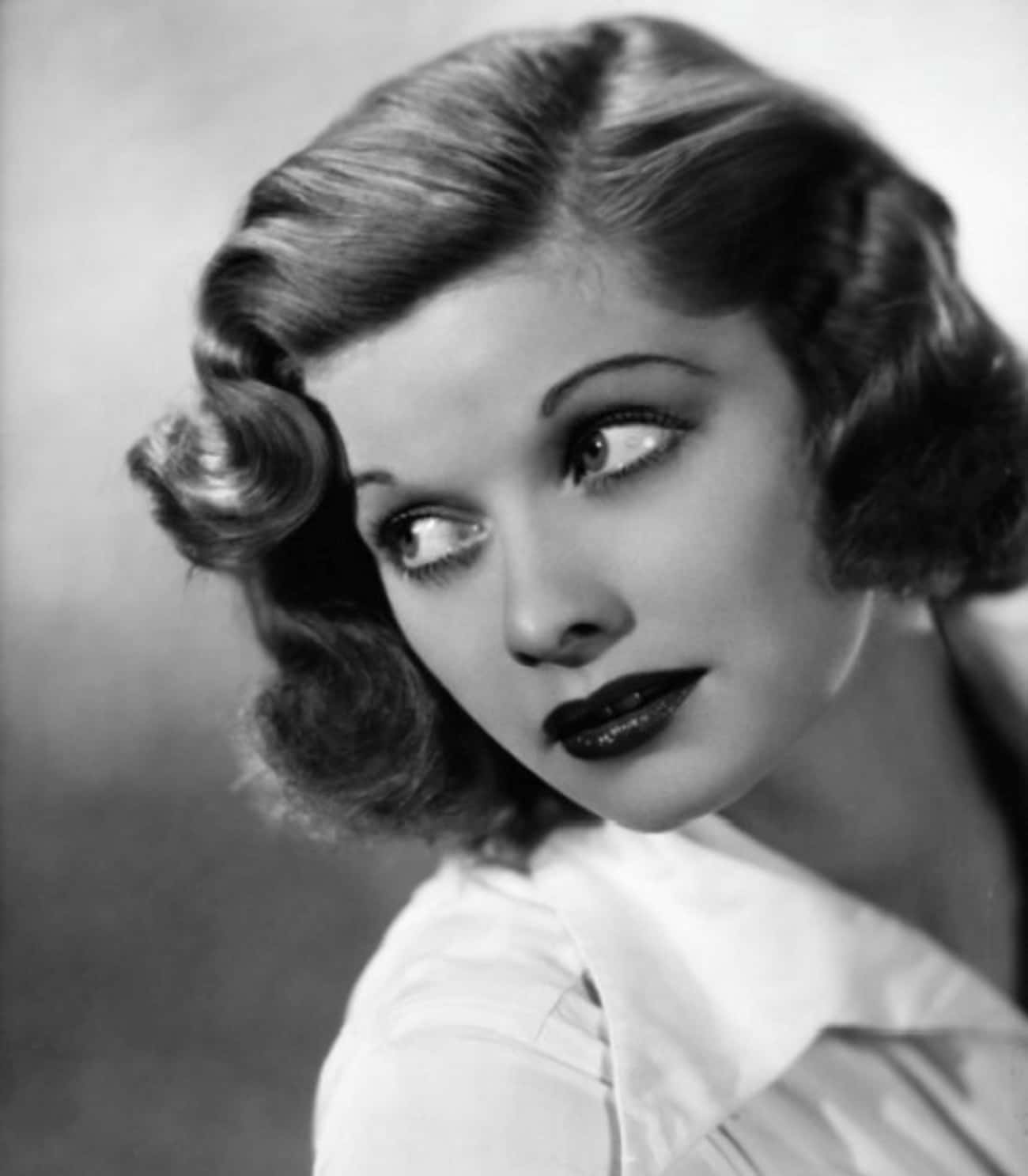 Young Lucille Ball in White Buttondown Blouse