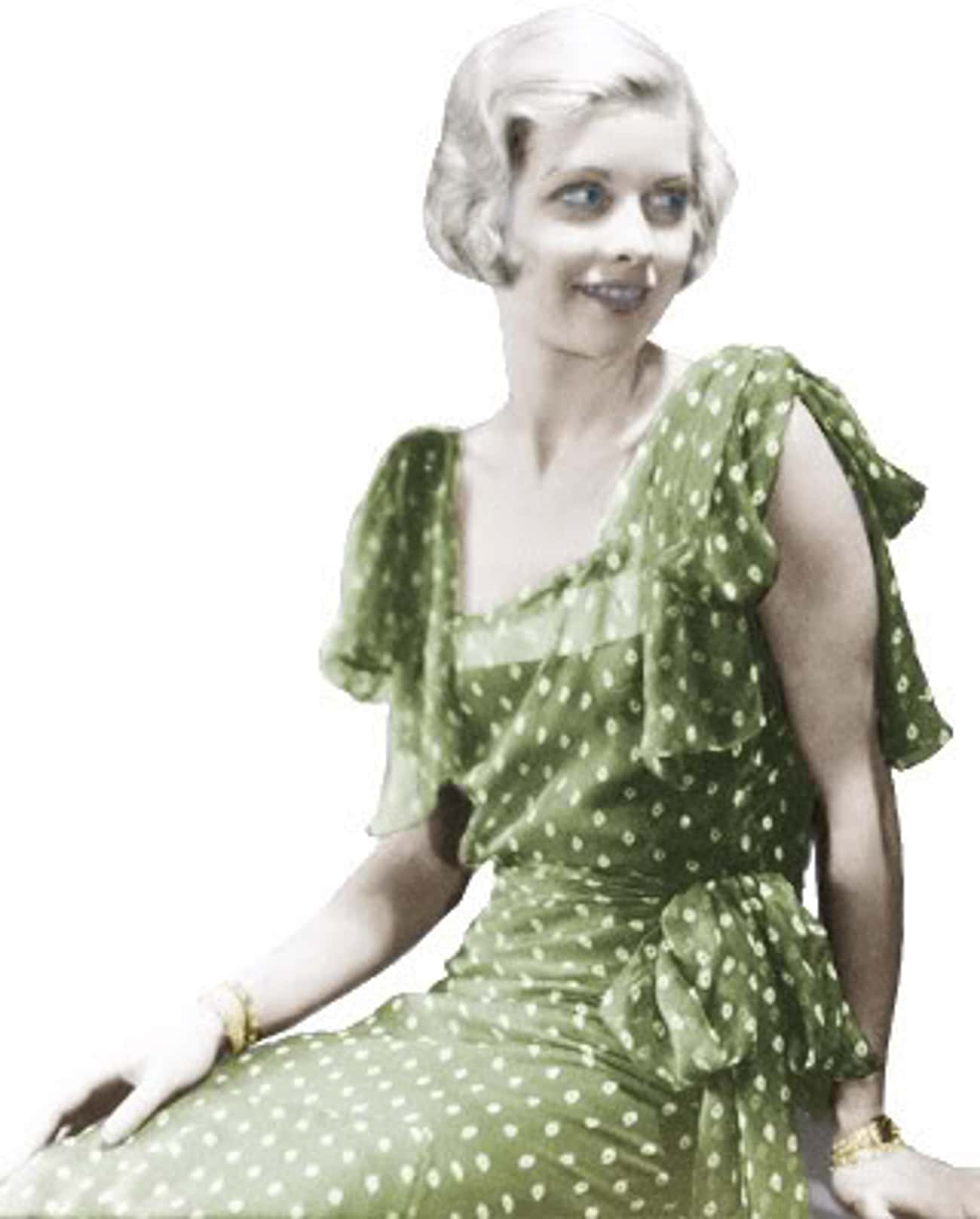 Young Lucille Ball in Green Dress with White Polka Dots