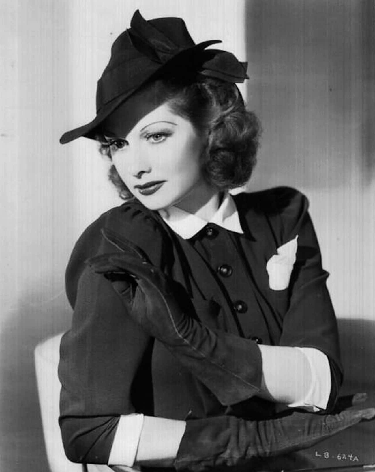 Young Lucille Ball in Black Dress, Black Hat and Black Gloves
