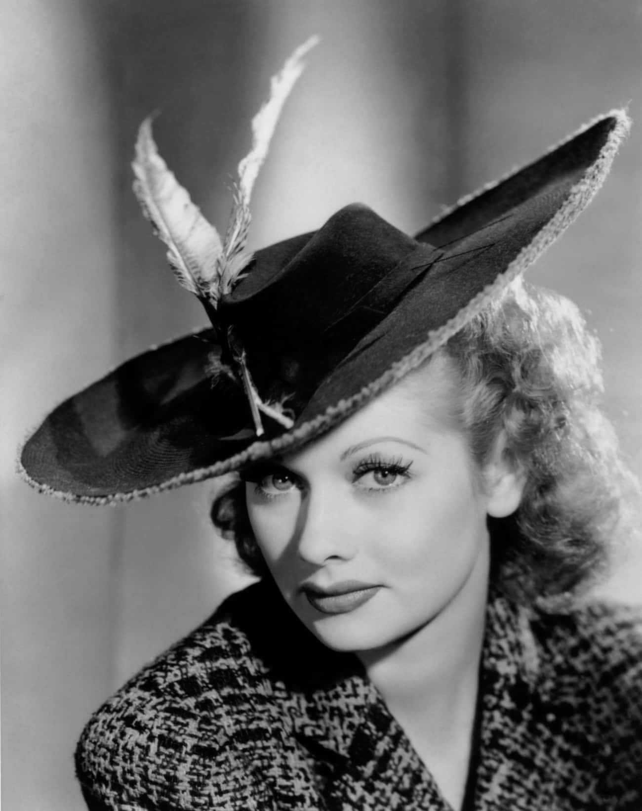 Young Lucille Ball in Speckled Sports Coat and Hat