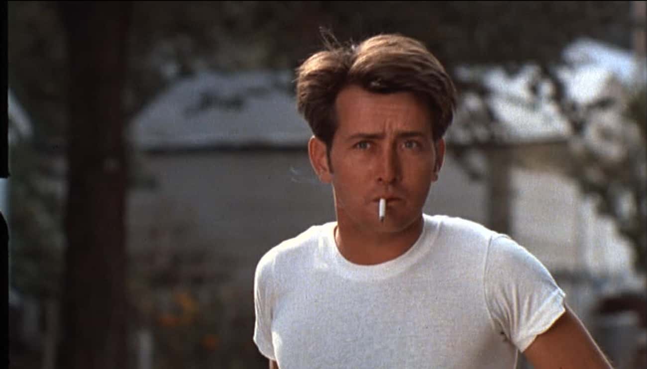 Young Martin Sheen in White T-Shirt Smoking Cigarette