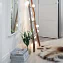 Make a Ladder and String-Light Lamp on Random Awesome Bedroom Design Ideas for Your Home
