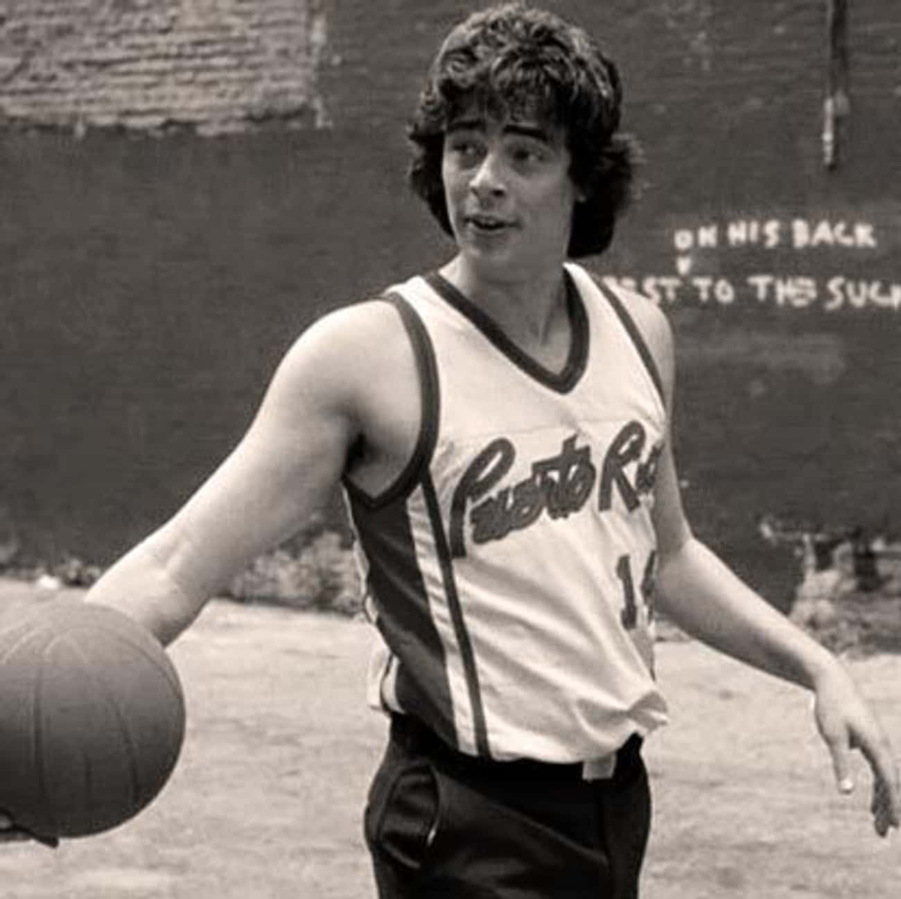 Young Benicio Del Toro Playing Basketball