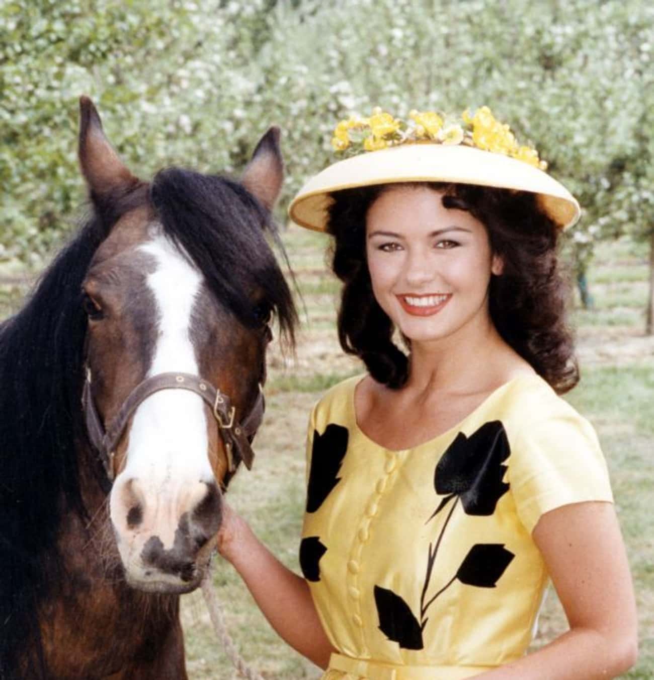 Young Catherine Zeta-Jones with Horse