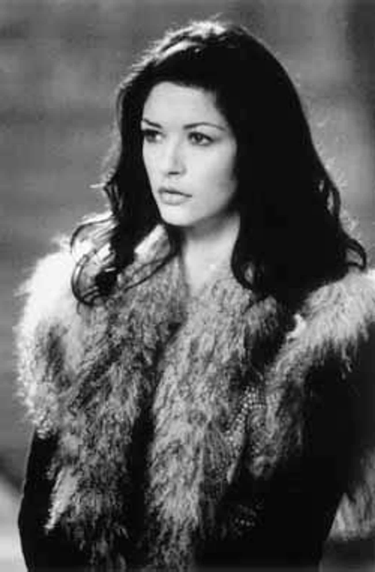Young Catherine Zeta-Jones in Fur Boa