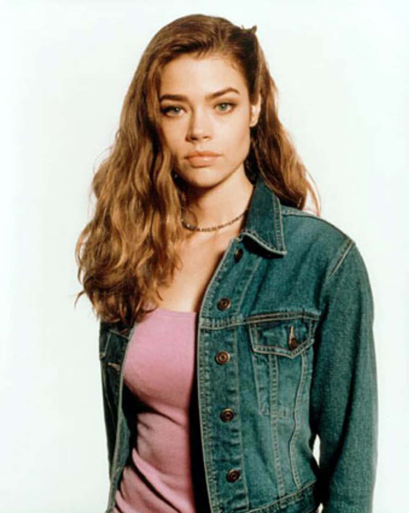 Young Denise Richards in Blue Jean Buttondown Jacket