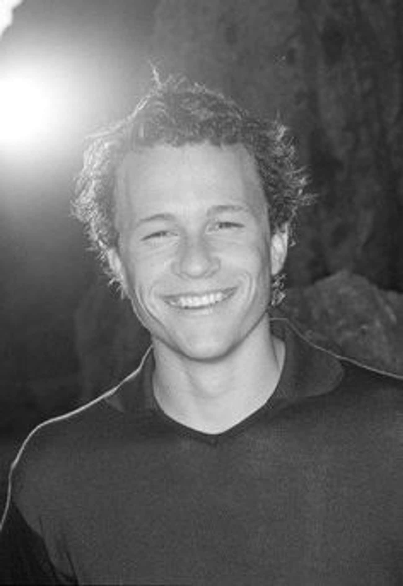 Young Heath Ledger in Fitted Gray Shirt