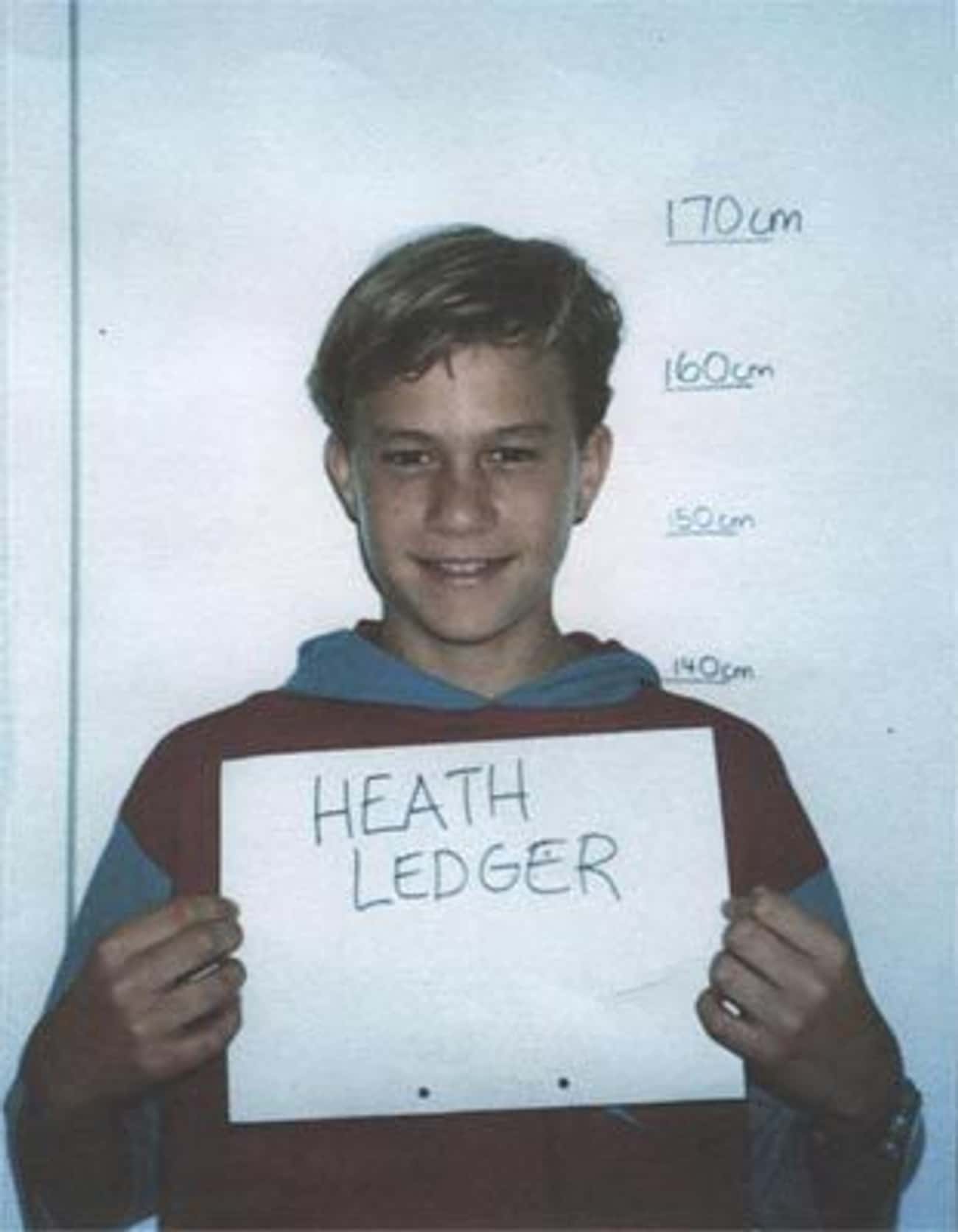 Young Heath Ledger in Burgandy and Blue Hoodie