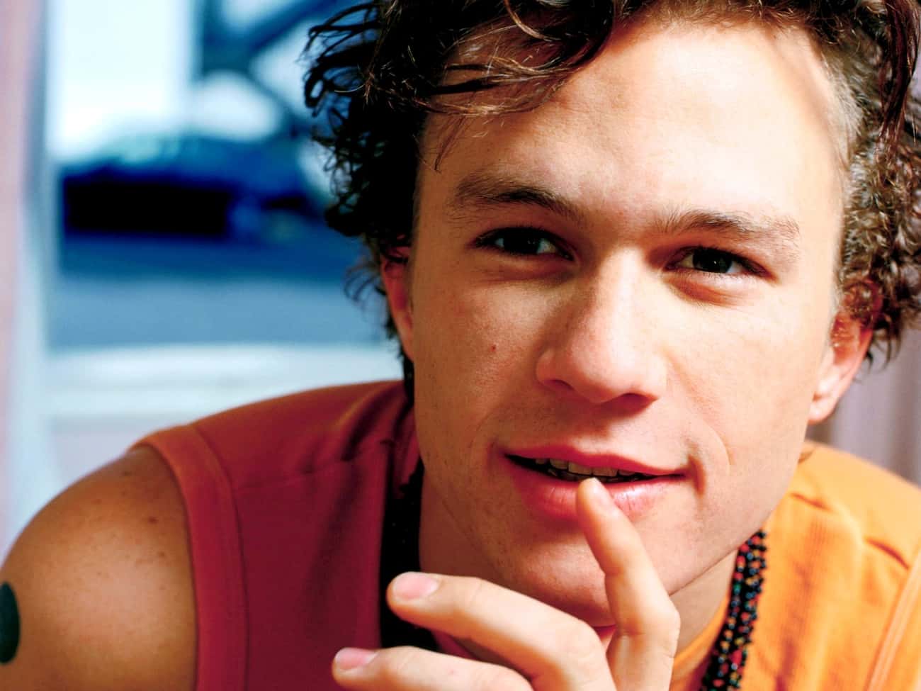 Young Heath Ledger in Pink and Orange Tank Top