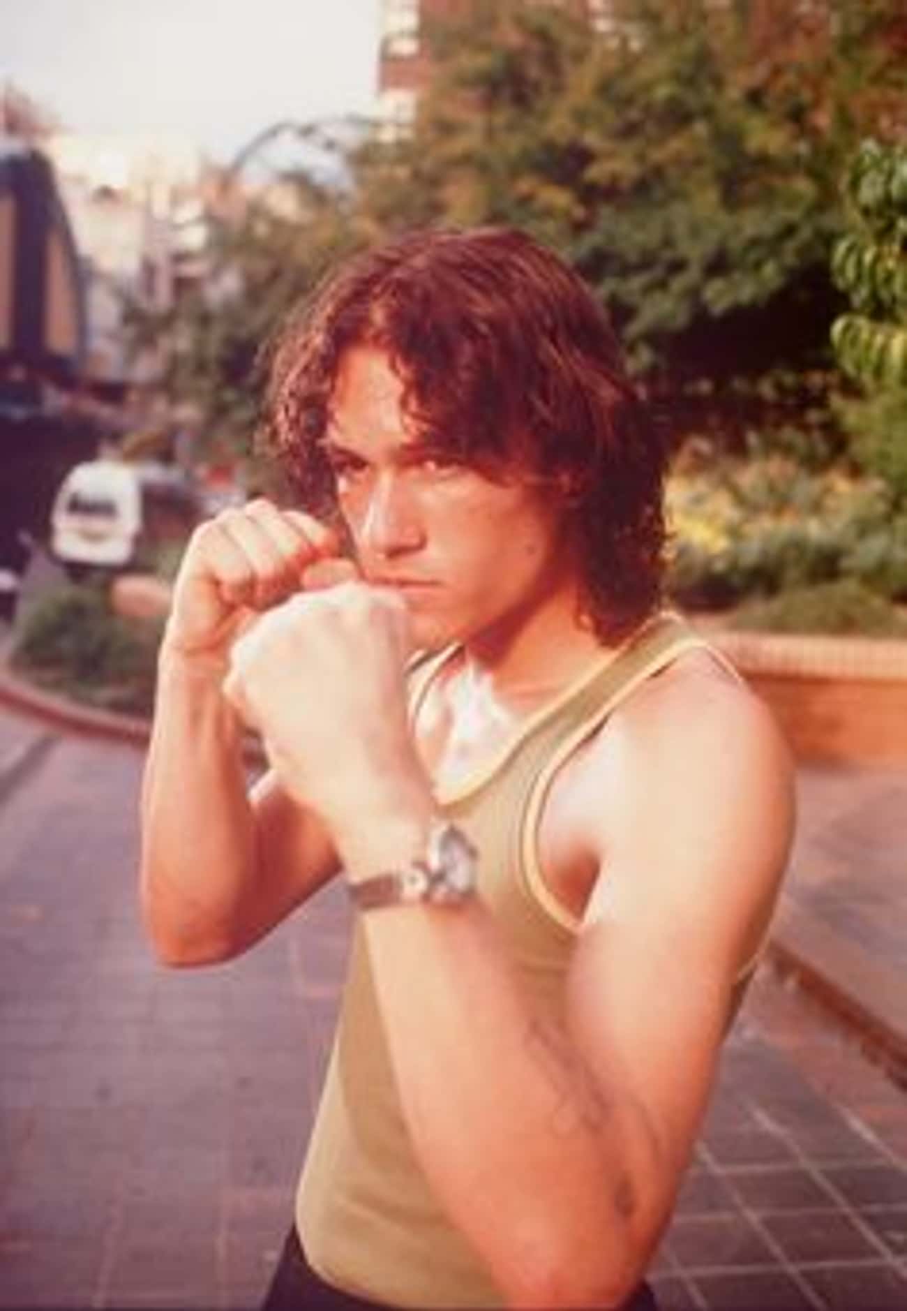 Young Heath Ledger in Beige Tank Top