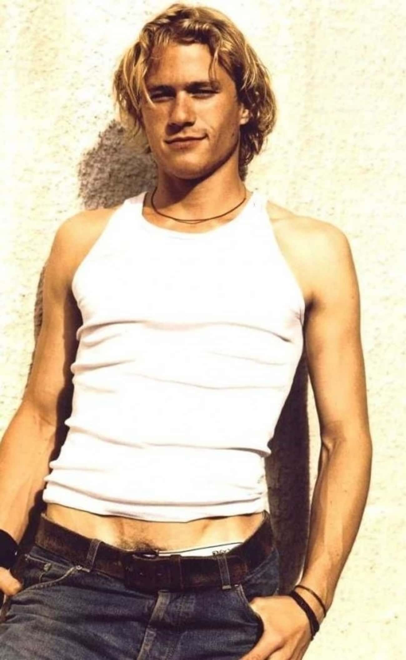 Young Heath Ledger in White Wifebeater and Jeans