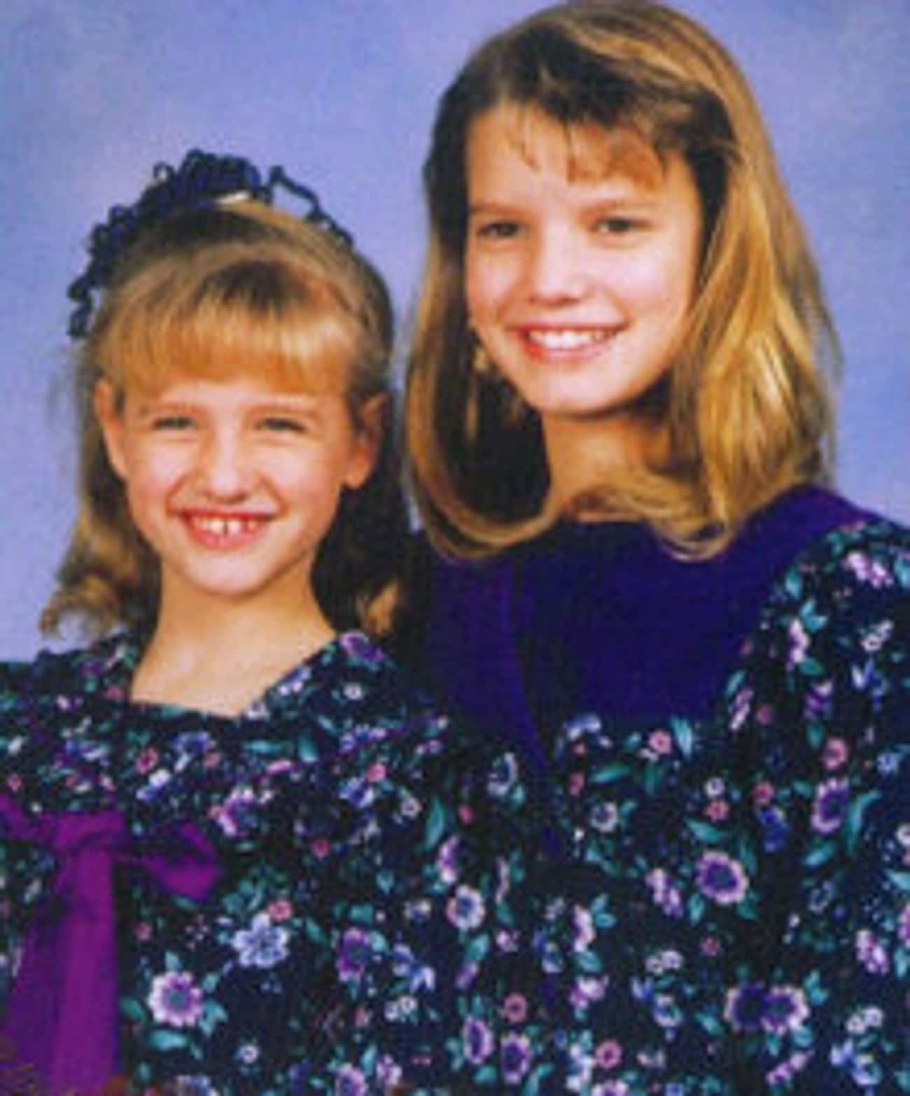 Young Jessica Simpson in Floral Dress with Sister
