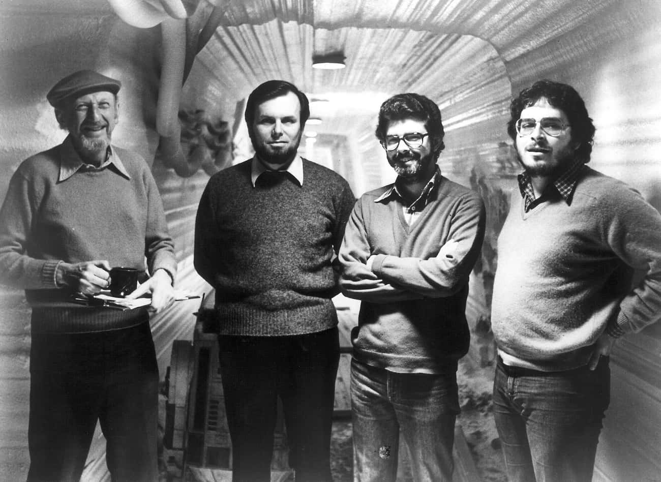 Young George Lucas in Gray V-Neck Sweater