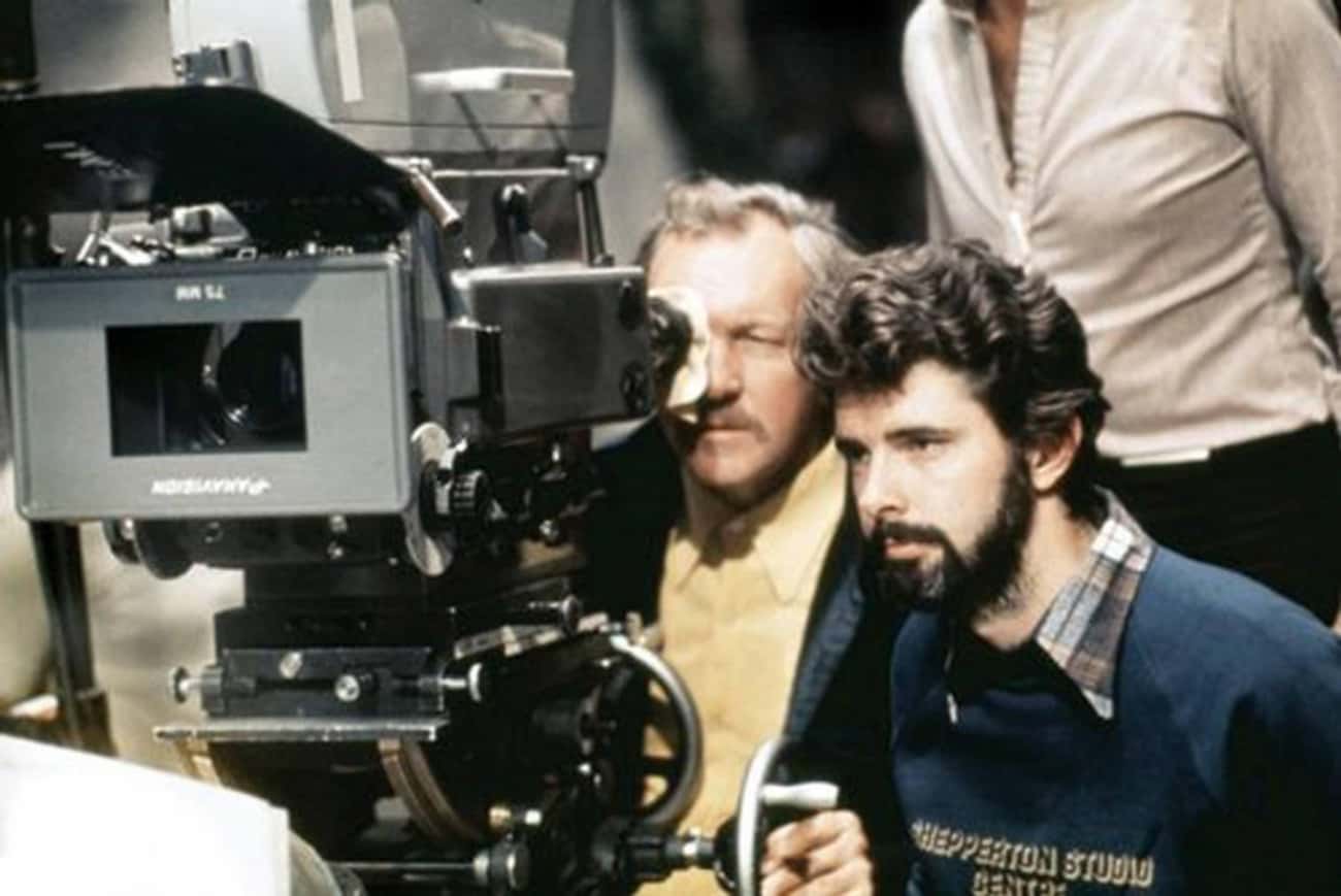 Young George Lucas in Blue Sweater and Plaid Buttondown