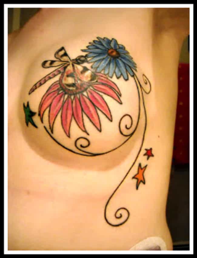 tattoos breast tattoo mastectomy cancer scar scars nipple survivors survivor chest tatoos flower piece creatively artistic reconstruction ranker underboob hurt