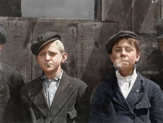 Newsies on a Smoke Break in 1910