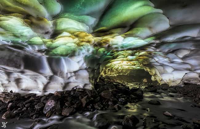 Ice Caves near the Mutnovsky Volcano in Kamchatka, Russia