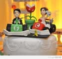 Blue Sparks Fly on This Mario Kart Cake on Random Magnificently Geeky Wedding Cake Toppers