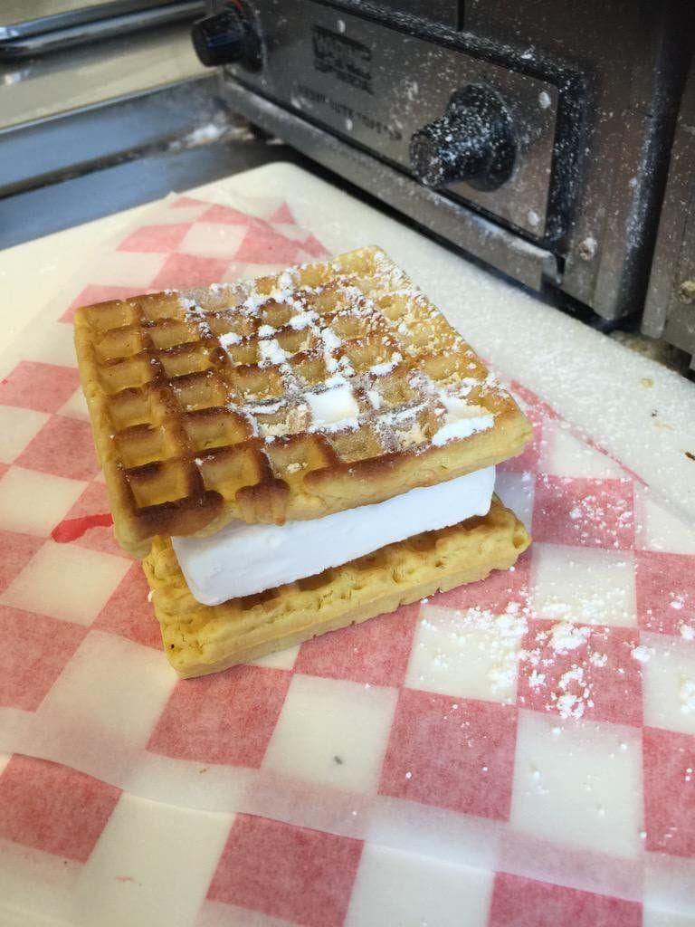 Hot Toasted Waffle Ice Cream Sandwich
