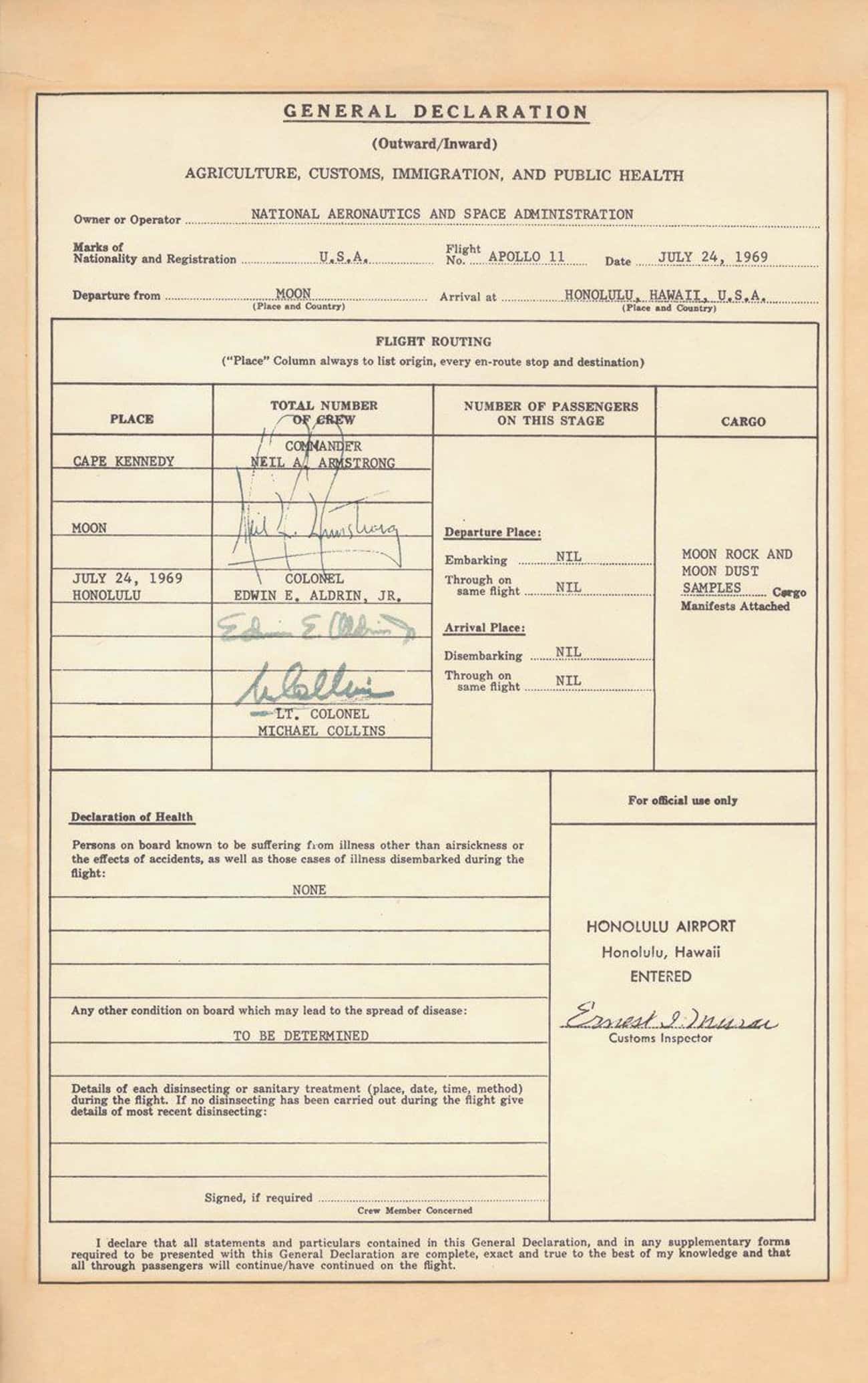 Neil Armstrong Had To Go Through US Customs After Returning From The Moon