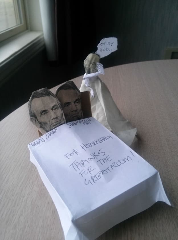 The Happy with the Housekeepin is listed (or ranked) 7 on the list The Funniest and Most Creative Tips Ever Left