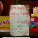 God is judging* you on Random Passive Aggressive Signs at Stores