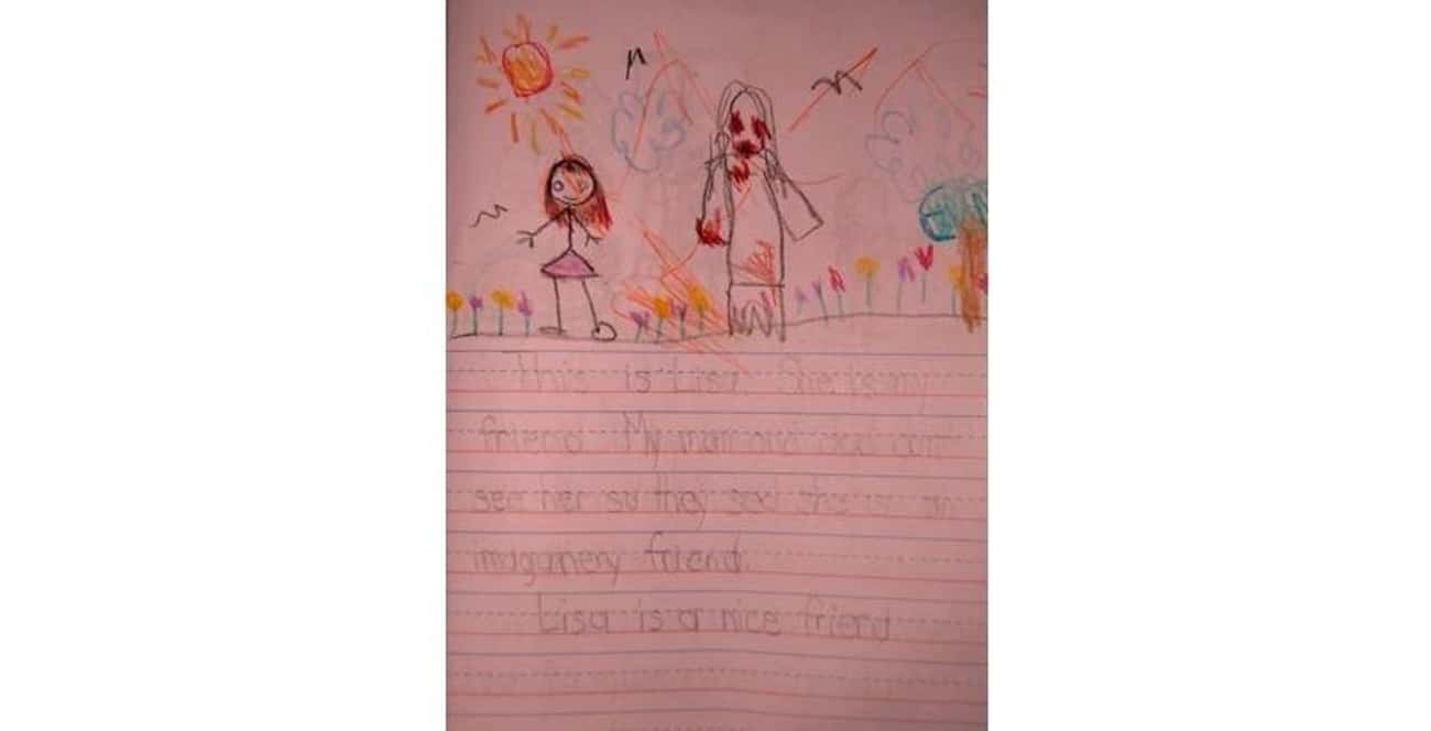This Little Girl's Drawing Of Her Friend That Mom And Dad Can't See