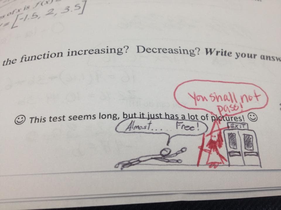 Image of Random Hilarious Teacher Test Comments