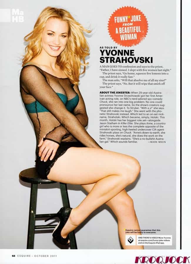 Yvonne Strahovski in her Blue Green Bikini and See-Through Top