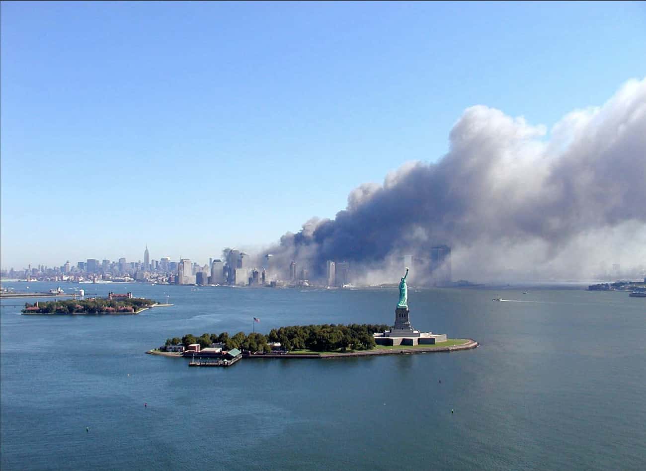 View Of The Attacks Behind The Statue Of Liberty