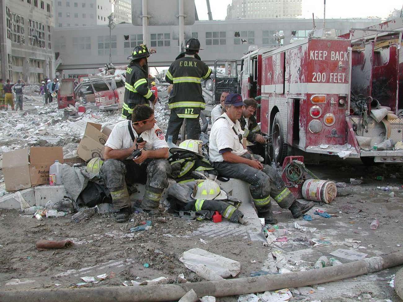 Firefighters Resting At Ground Zero