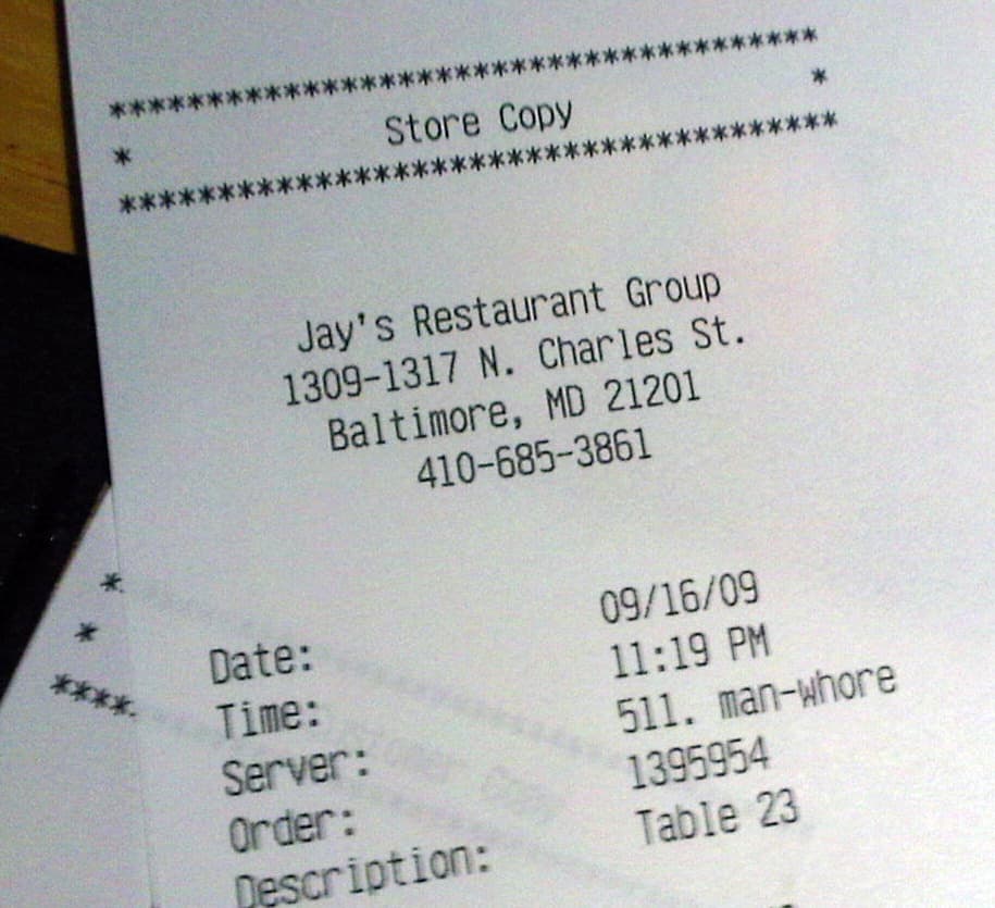 19 Funny Restaurant and Shopping Receipts of Employees Trolling