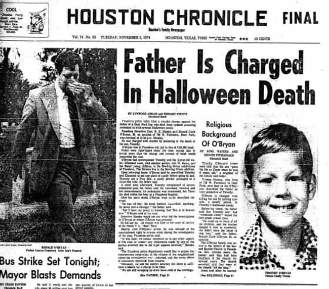 Poisoning of Timothy O'Bryan is listed (or ranked) 1 on the list The Most Horrible Crimes Committed on Halloween