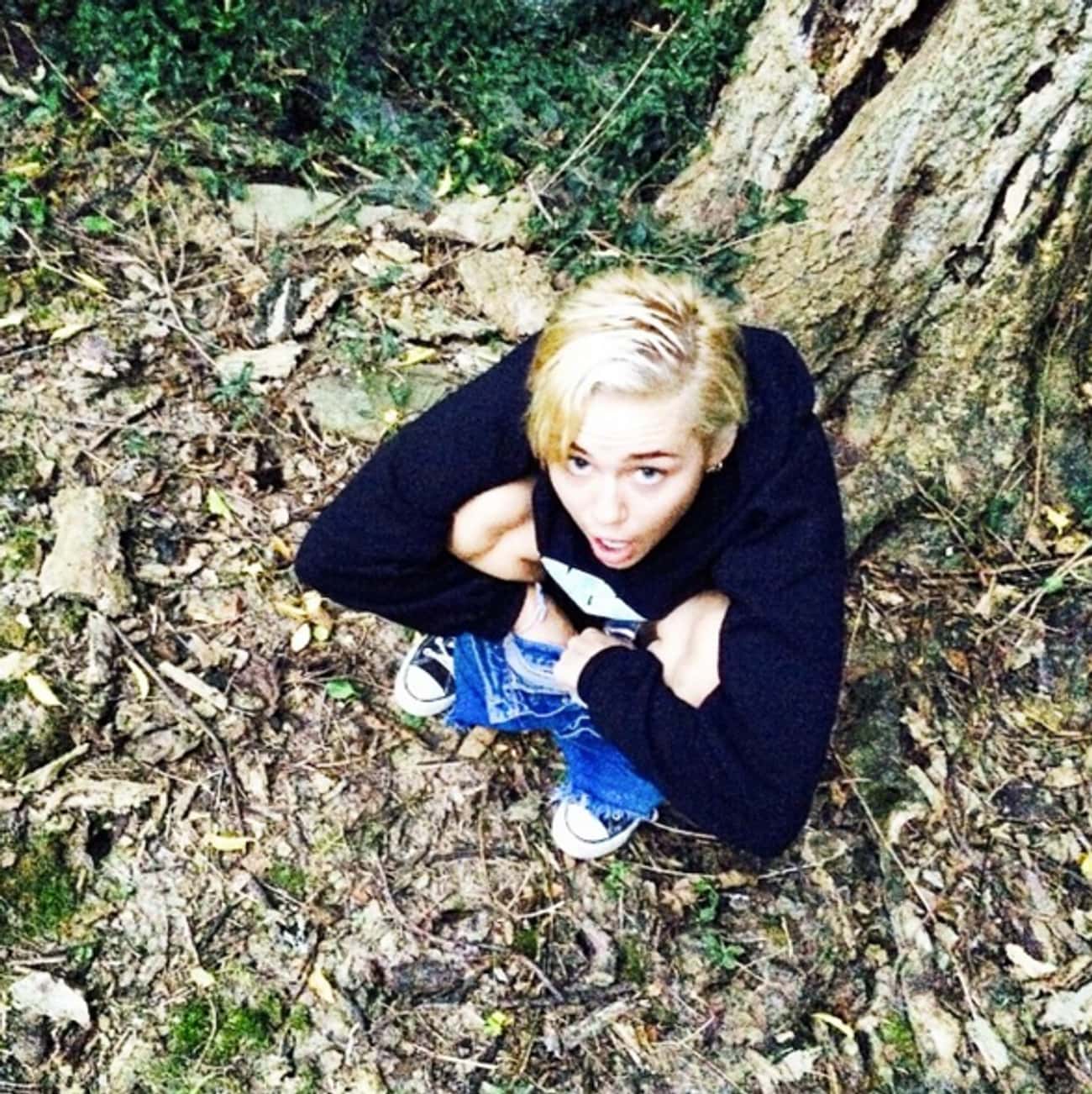 She Took a Picure Peeing on a Tree.