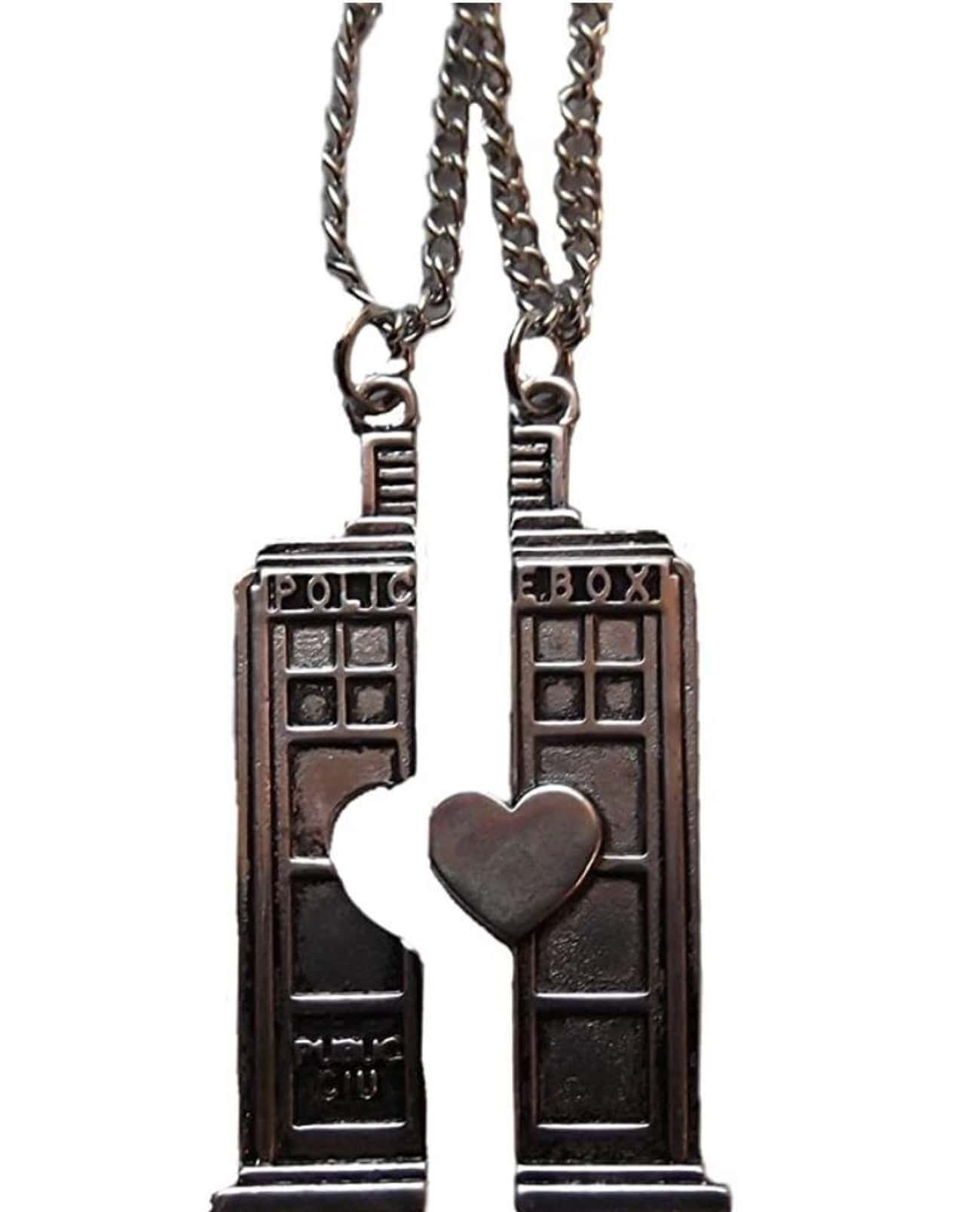 TARDIS  BFF Heart Necklaces