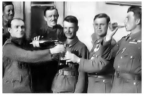 Hungarian Soldiers Have a Drink, World War II on Random Vintage Photos of Off-Duty Soldiers