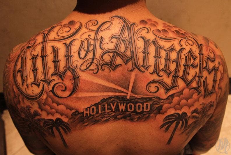 25 Los Angeles Tattoo Ideas FaraiFeionne   This City Of Angels Back Piece Photo U1