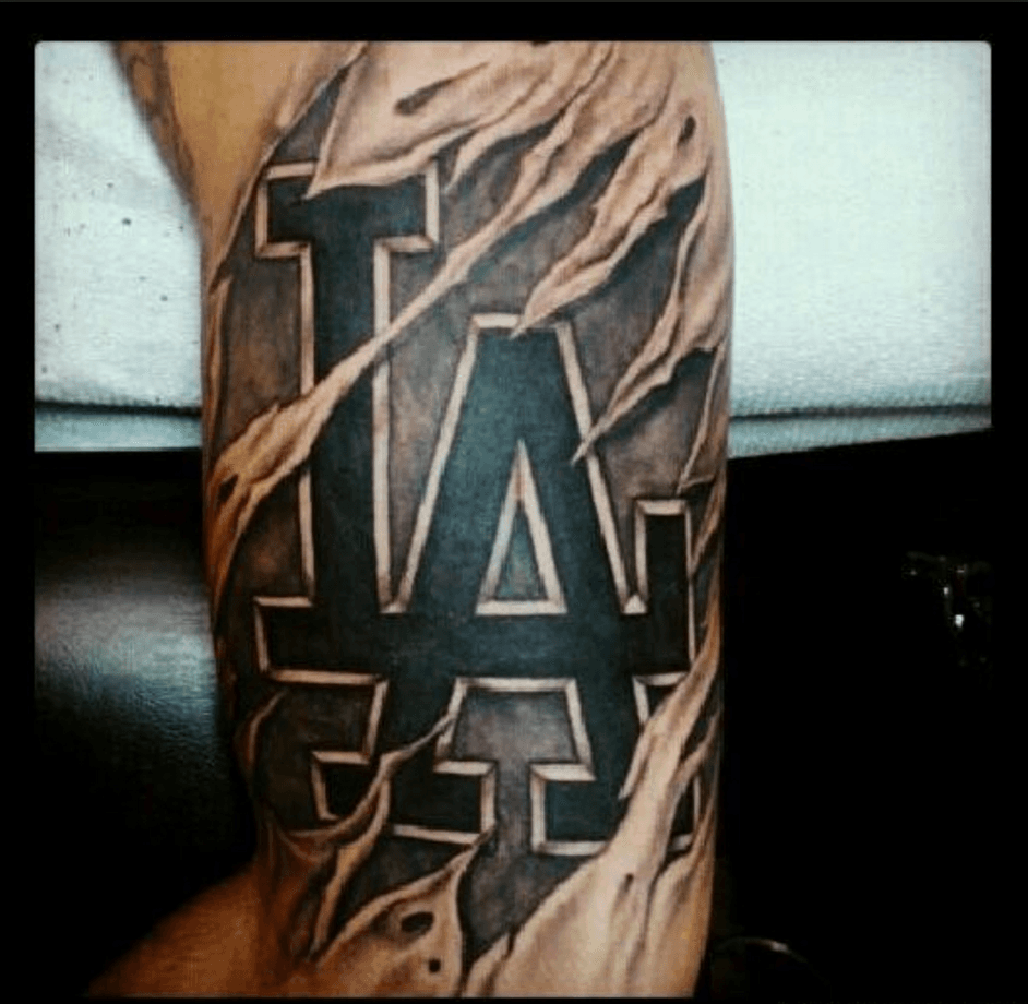 DODGERS TATTOO  Los angeles dodgers tattoo, Sleeve tattoos, Flower tattoo  on ankle