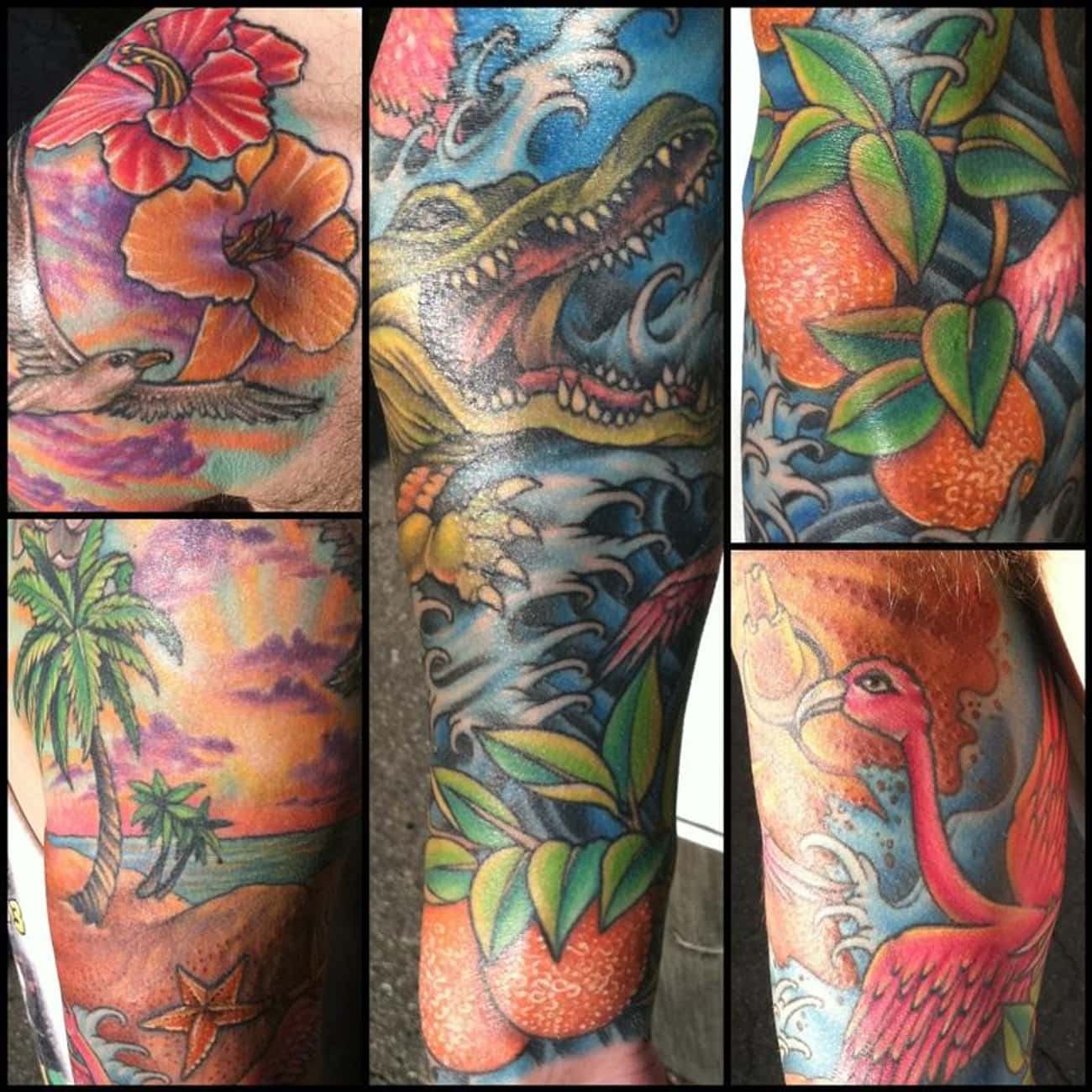 This Beautifully Colored Florida Theme Tattoo