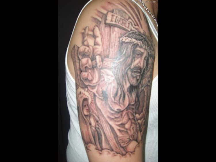 religious forearm sleeve tattoos