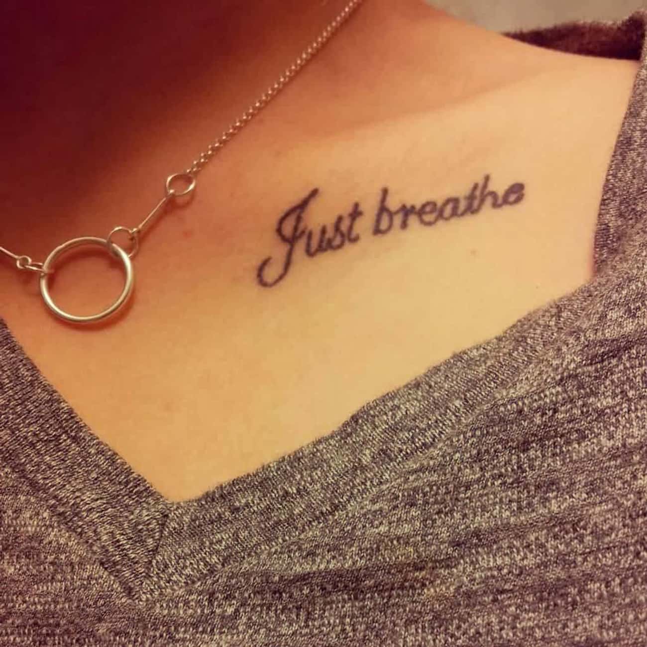 Just Breathe Collar Bone Tattoo