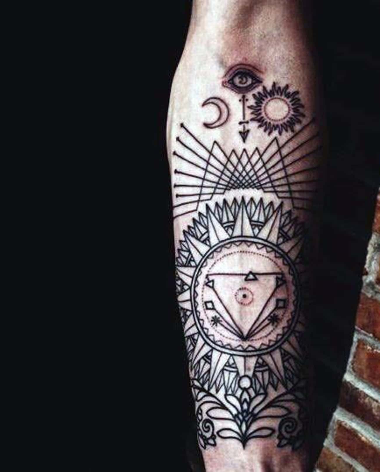 Sun And Moon Forearm Tattoo